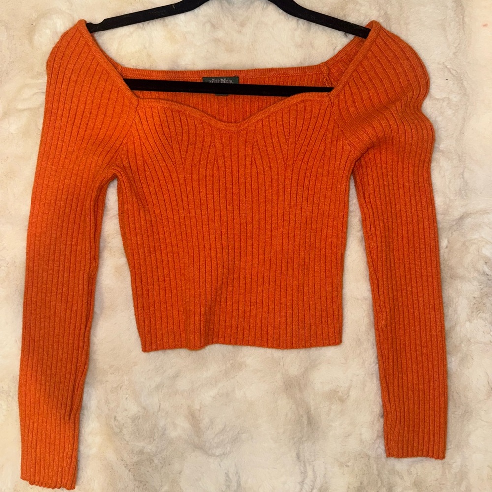 orange knit ribbed sweater